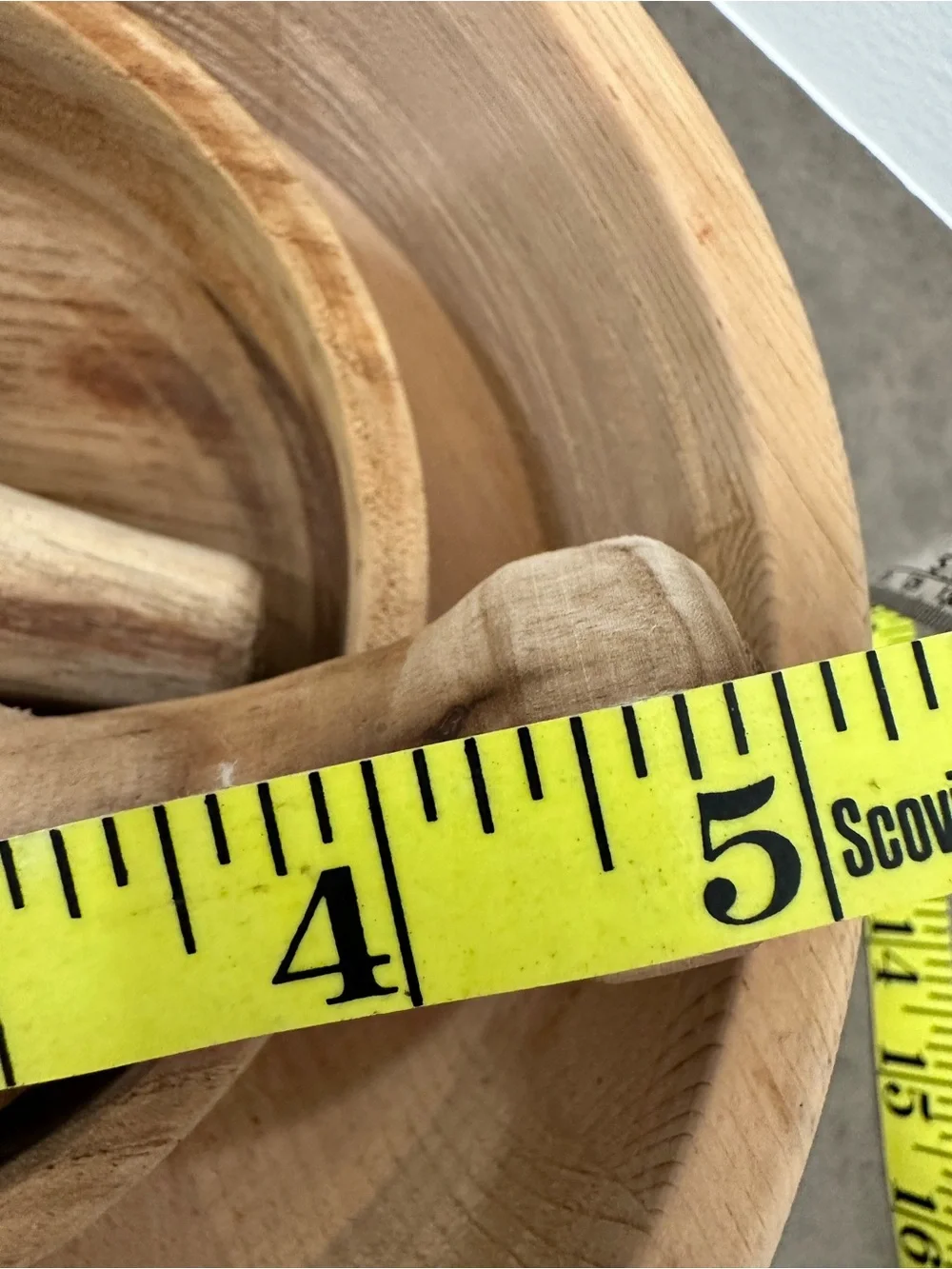 Set of 2 Natural Wood Mortar and Pestle Sets Light Wood Natural Grain Primitive